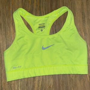 Nike pro women’s size S neon yellow sports bra